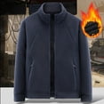 thumbnail image 2 of KeShDi Jackets for Men Jacket Men's Casual and Fashionable Solid Color Long Sleeved Stand Collar Zipper Pocket Blouse/Shirt Navy 2X, 2 of 4