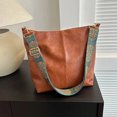 thumbnail image 2 of Bolso de hombro con correa ancha geométrica, bandolera de gran capacidad para mujer, estilo retro de piel sintética, para compras y viajes, 2 of 5