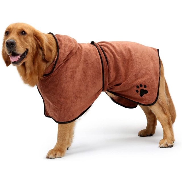 Albornoz para perros Suave superabsorbente Lujosamente 100% microfibra Toalla de secado para perros con capucha/cinturón para perros grandes, medianos y pequeños, marrón, M oso de fresa Electrónica