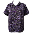 thumbnail image 1 of A Personal Touch Women's Plus Size Short Sleeve Button-Front Tunic with Shirring - Purple Rachael - 6x, 1 of 3