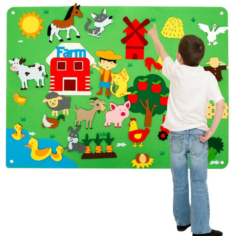 Felt Flannel Board Household Classroom Travel Toys for Boys Girls farm