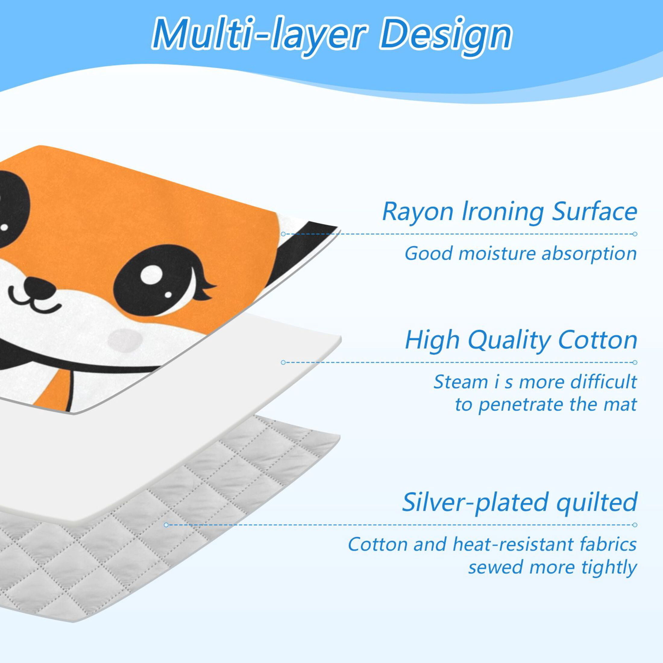Cute Fox with Crown Stars Ironing Mat Blanket Portable Travel Ironing Pad Heat Resistant Pad 47.2" x 27.6”