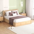 thumbnail image 3 of Cosymart Queen Size Wood Platform Bed with Underneath Storage and 2 Drawers, Wood Color, 3 of 9
