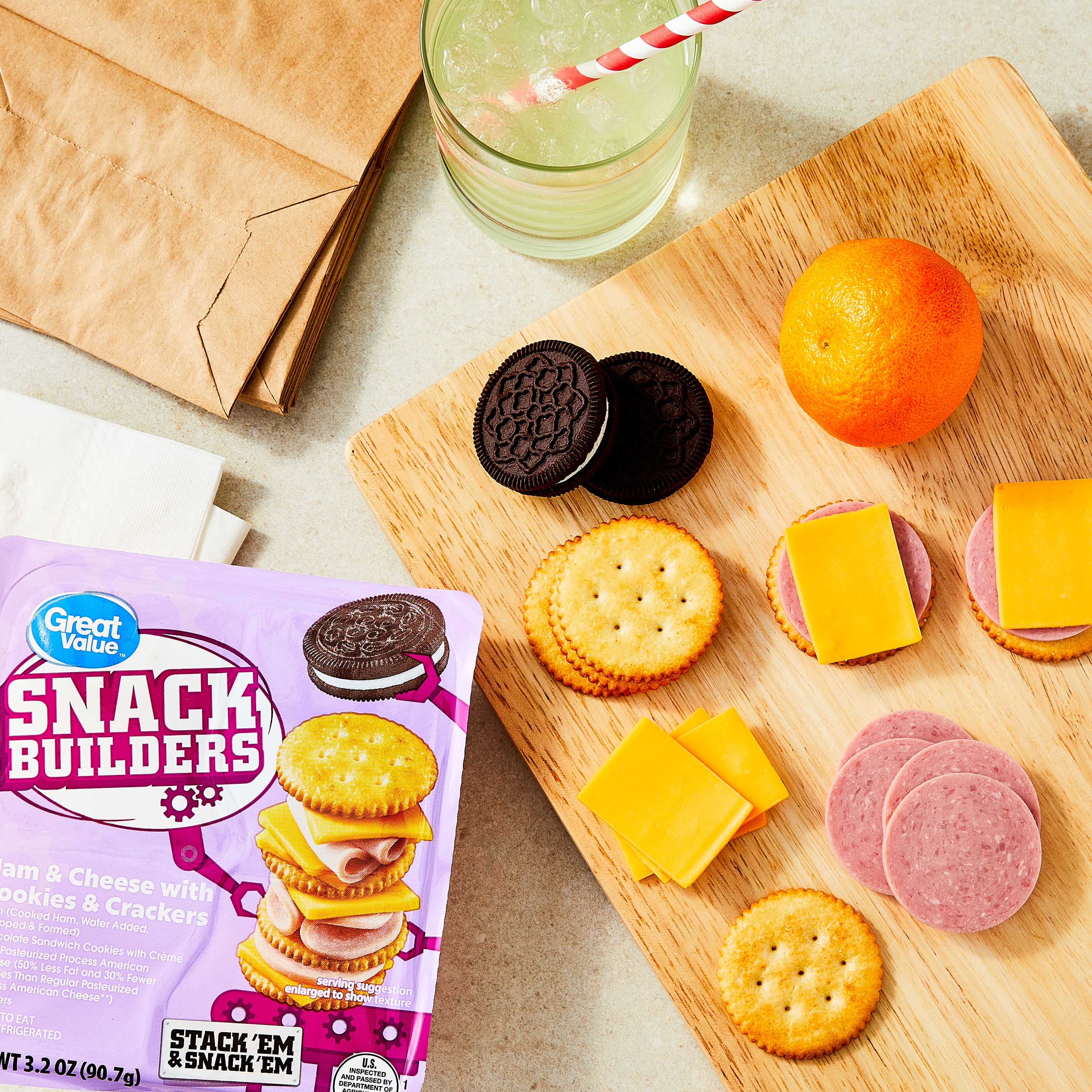 Great Value Ham and Cheese Snack Builders with Cookies, 3.20 oz (Refrigerated)