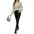 thumbnail image 4 of HUBERY Women Lapel V Neck Ribbed Knitted Long Sleeve Solid Color Pullover Sweater, 4 of 5
