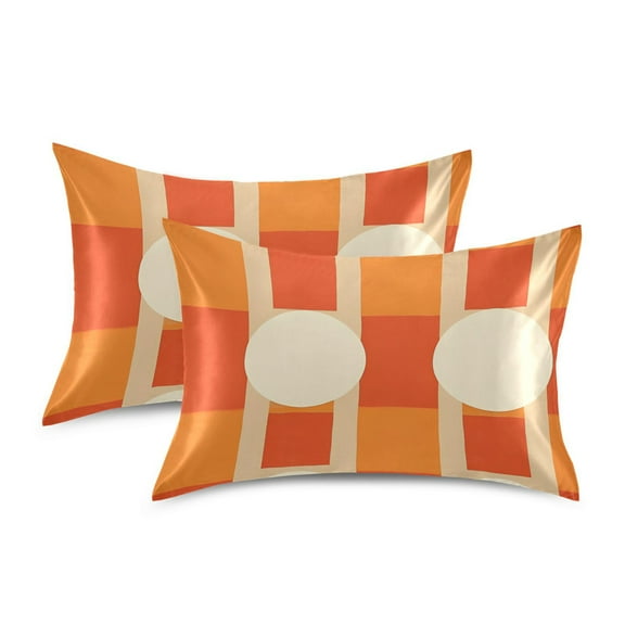 Yayeee Pillowcase Standard Size Set of 2 Satin Wrinkle Resistant Pillow Case, Beige Geometric Circles