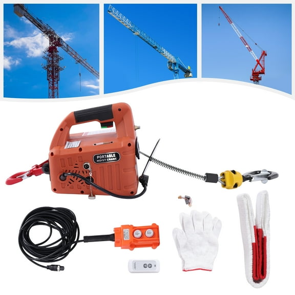 3-in-1 Electric Hoist Winch 660lbs Capacity – Wireless & Manual Control, 1500W Motor, Galvanized Steel Wire, Portable Design for Construction, Warehouse, Garage