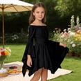 thumbnail image 5 of Glisme Fashion Girls Dresses Size 8-9 Y Casual Off Shoulder Dress With Ruffle Hem Island Summer Play Outfit Black Sundress For Girl, 5 of 8