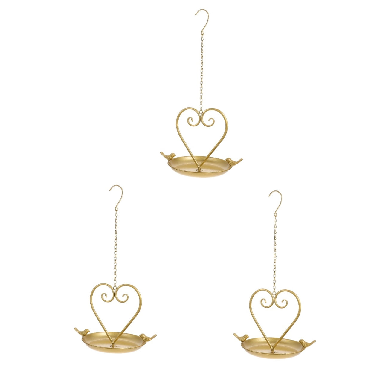 3 Pieces Garden Bird Bath Outdoor Heart Shaped Feeder Decoration