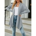 thumbnail image 4 of Liacowi Women's Long Sleeve Cardigan Solid Color Jacquard Casual Open Front Lightweight Loose Kimono Cardigans, 4 of 9
