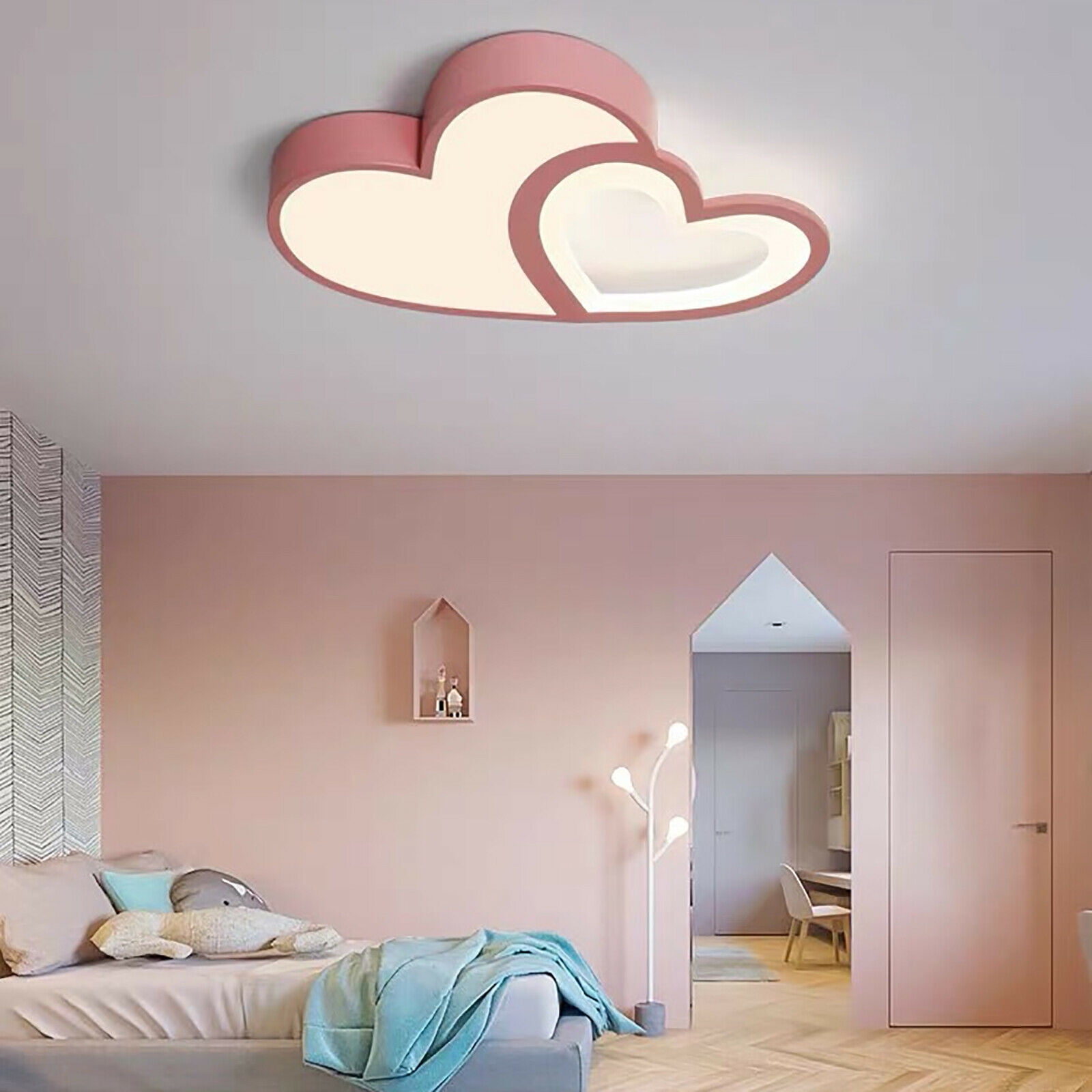 Modern Heart Shape LED Flush Mount Lamp Kids Room Ceiling Light Fixture