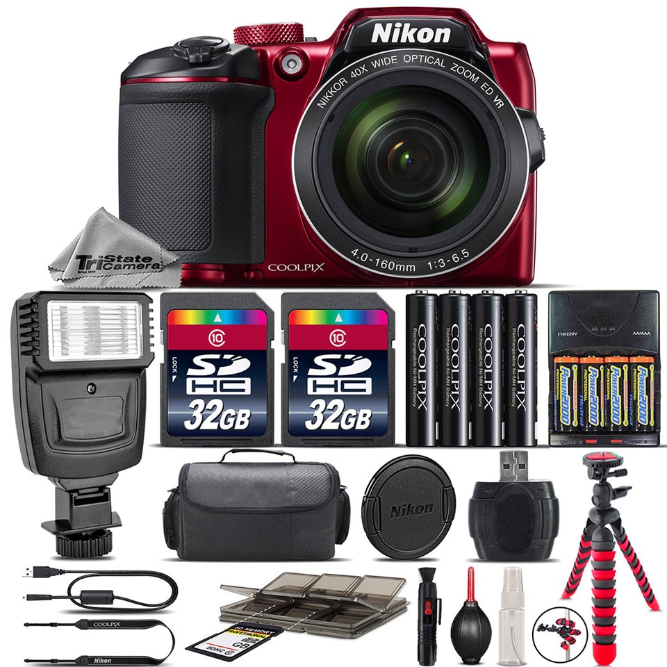 Nikon COOLPIX B500 Digital Camera (RED) Kit M