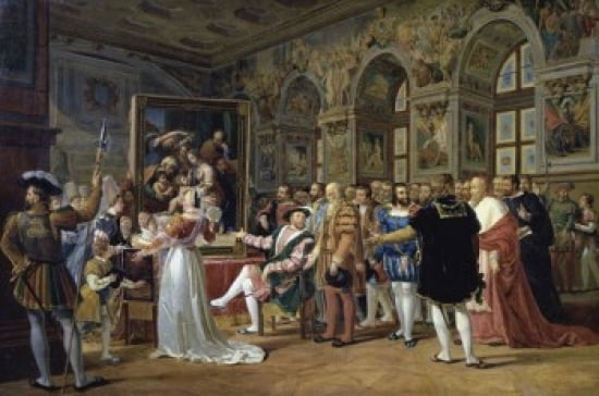 Francis I Receives The Holy Family by Raphael (Francois I Recevant La Saint Famille de Raphael) 1814 Anicet Charles Gabriel Lemonnier 1743-1824French Oil on Canvas Musee des Beaux-Arts Rouen Canvas