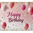 thumbnail image 4 of Pink Backdrop Banner with Happy Birthday Text Balloons Stars and Confetti Birthday Party Decoration Photography Props Party Supplies Decor Background, 4 of 8