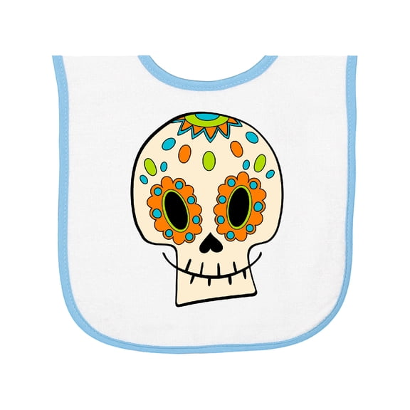 Inktastic Smiling Sugar Skull for Day of the Dead Baby Terry Cloth Bib
