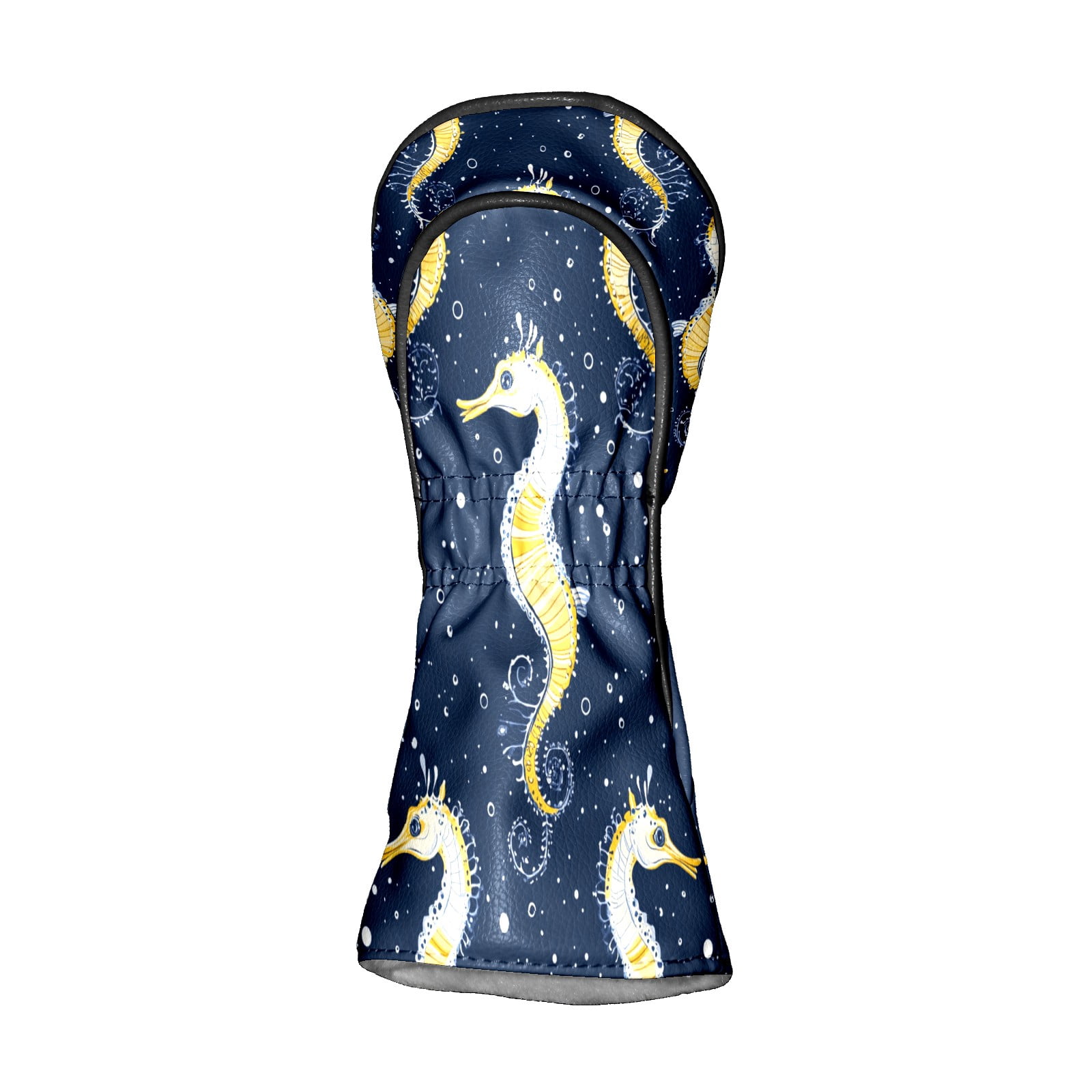 Golf Club Covers PU Leather Waterproof Head Covers for Fairway Woods Hybrids Golden Seahorse