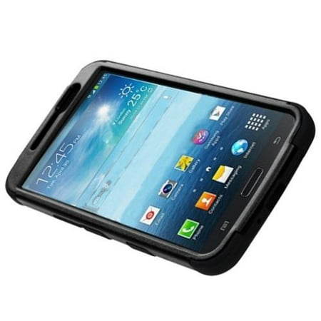 Insten Black/Black TUFF Hybrid Hard Shockproof Premium Case Phone Stand Cover For Samsung Galaxy Mega