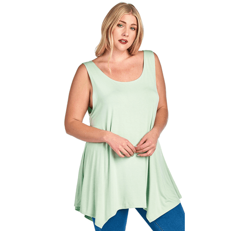 SHARON'S OUTLET - Plus Size Curvy Women's Casual High Low Tank Top MADE ...