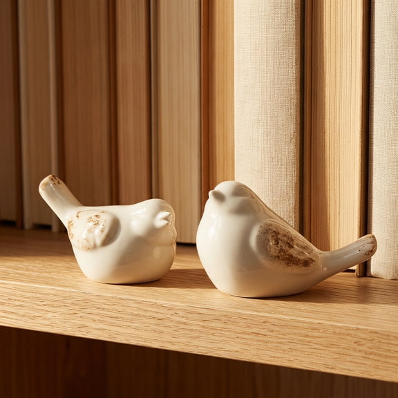 SEWCHICS Farmhouse Figurines for Shelves Ceramic Object 2Pcs Shaped