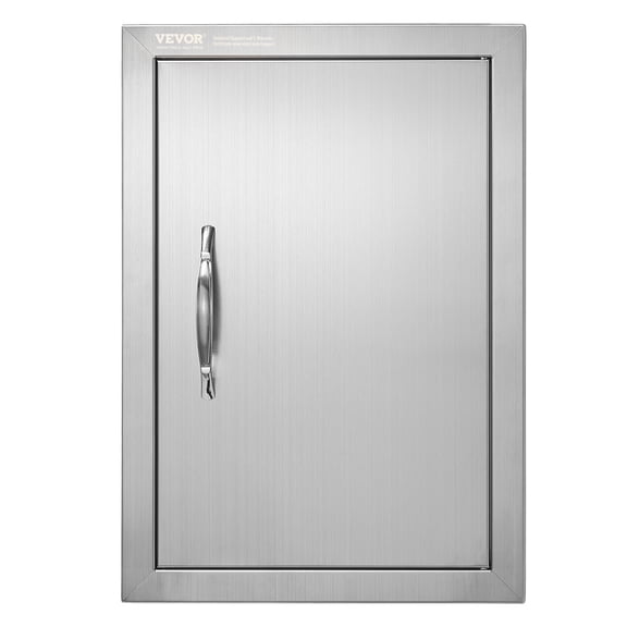 VEVOR BBQ Access Door, 14W x 20H Inch Single Outdoor Kitchen Door, Stainless Steel Flush Mount Door, Wall Vertical Door with Handle, for BBQ Island, Grilling Station, Outside Cabinet