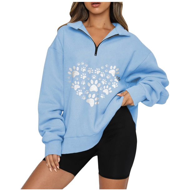 Tops Para Mujer Blusas de Manga Larga Moda Casual Impreso Cuello Vuelto Camiseta Suelta Otoño Jersey Odeerbi ODB185374