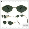 thumbnail image 2 of Retro Diamond Shape Hustler Metal Rim Gangster Sunglasses Gold - Green, 2 of 8