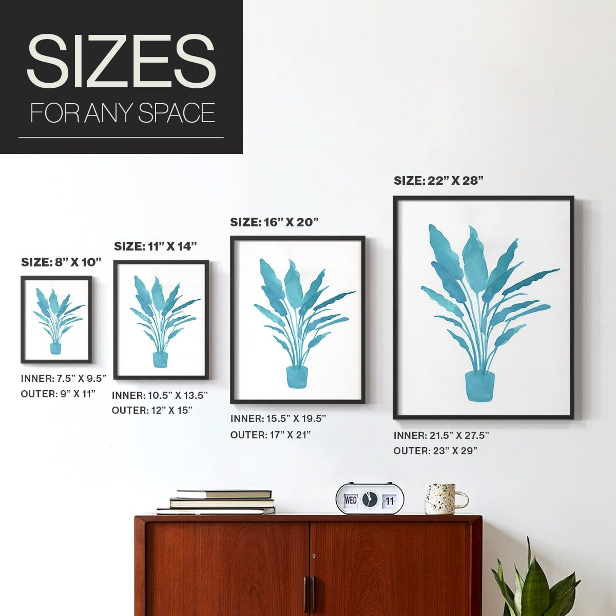Watercolor House Plant I Framed Print in Black Solid Wood 11 x 14 Framed Print