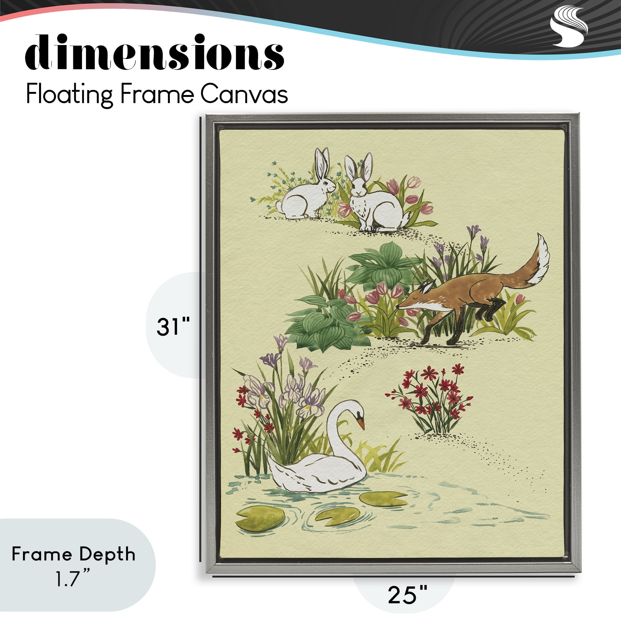 Stupell Industries Animals In Nature Scenes Gray Framed Floater Canvas Wall Art, design by Grace Popp
