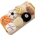 thumbnail image 2 of Llavero con colgante de peluche simulado de 10 cm, pelota de peluche divertida, voleibol, fútbol, rugby, béisbol, tenis, billar, baloncesto, 2 of 5