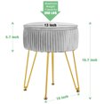 thumbnail image 5 of Urban Deco Storage Ottoman Foot Rest Upholstered Pleated Round Footrest Vanity Stool with Metal Legs Coffee Table Top Cove-Gray, 5 of 7