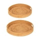 thumbnail image 5 of 2 bandejas redondas de ratán para servir, bandeja decorativa de mimbre otomana con asas, bandeja decorativa de canasta tejida para alimentos y bebidas, 5 of 9