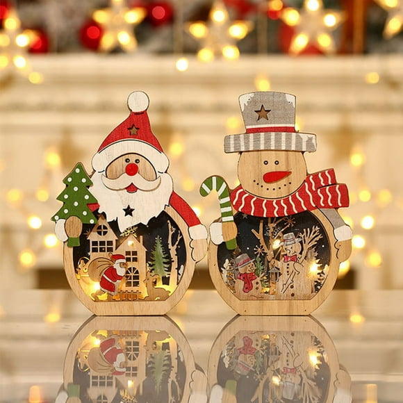 Décorations Lumineuses de Noël de Cadeau d'Art de Maison de Noël avec des Lumières de Père Noël en Bois de Noël avec LED