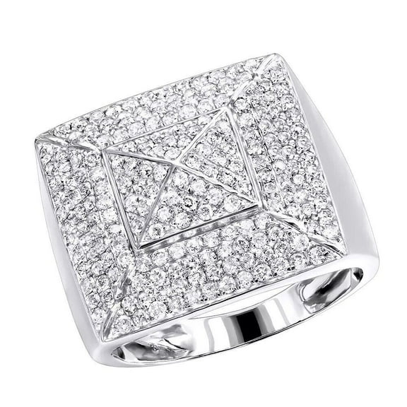 Forever Jewels 4Ct Round Cut Moissanite Pyramid Shaped Pinky Men's Ring 14K White Gold Plated