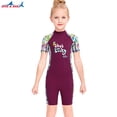 thumbnail image 3 of Buceo vela mojada traje chicas seco rápido shorty traje de baño niños manga corta redondo cuello completo traje de neopreno para surfear natación buceo púrpura s Advancent OD003667-01, 3 of 7