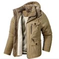 thumbnail image 1 of Winter Warm Wool Lamb Jacket Men Thick Hooded Windproof Parka Coat Solid Color Plus Size Multi Pocket Men Jacket, 1 of 2