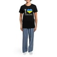thumbnail image 4 of CafePress - I Love Ukraine Native Ukrainian Flag Pajamas - Women's Short Sleeve Print T-Shirt and Pants Dark Cotton Pajama Set, 4 of 7