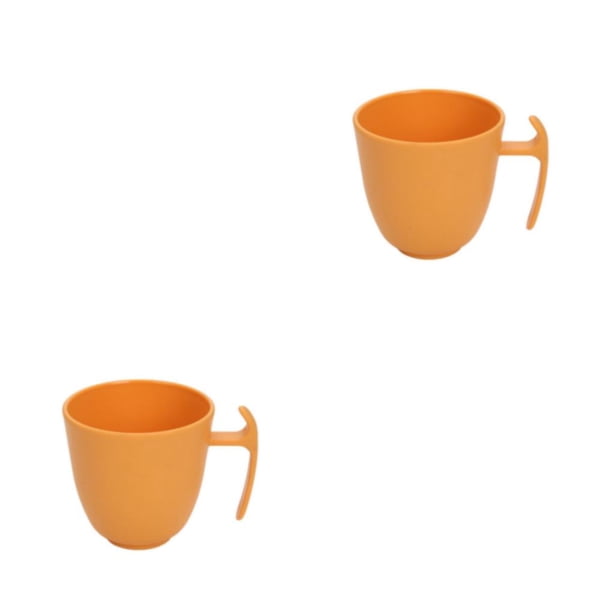 Cateissary Taza de café de plástico, redonda, Universal, protección contra caídas, tazas, tazas de agua , barra de leche para boda, de regalo Amarillo 2Conjunto