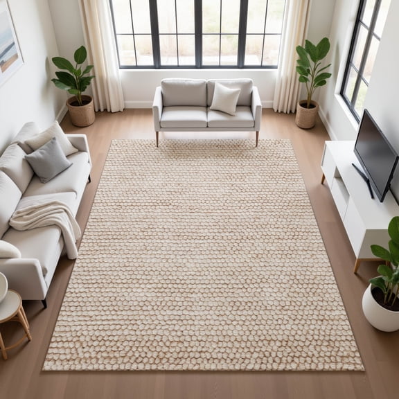Addison Rugs Chantille Indoor/Outdoor Transitional Stripes Beige Machine Washable Rectangle Rug, 10' x 14'