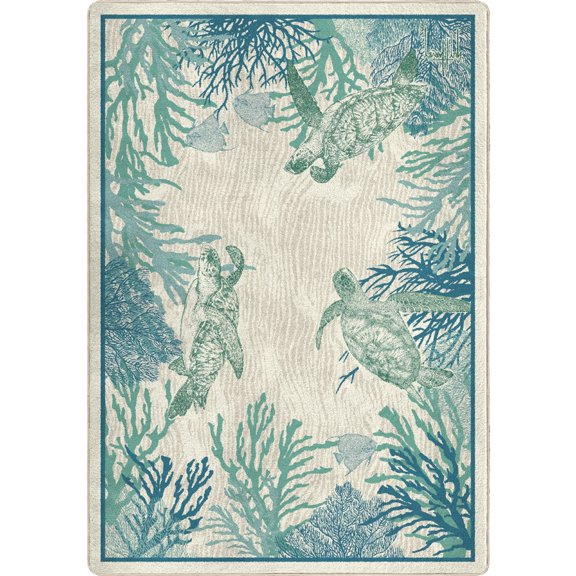 Milliken Guy Harvey Area Rug TURTLE CORAL Turtle Coral Beige Modern, 7' x 10'