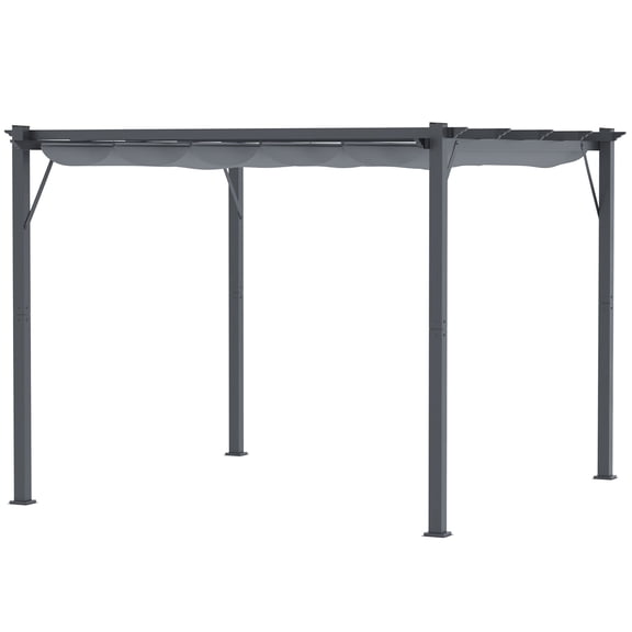 10' x 10' Outdoor Retractable Pergola with Aluminum Frame, Sliding Canopy, Water-Resistant Fabric, Patio Shade Structure, Gray