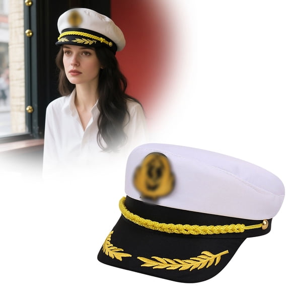 Navy Sailor Cap Yacht Boat Hat Adjustable Prop for Nautical Theme Party Marine Accessory