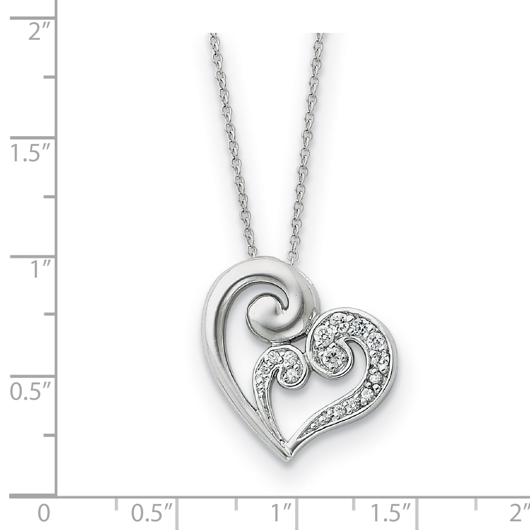 Heart Journey Necklace Cubic Zirconia 18 Length 925 Sterling Silver CZ 