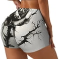 thumbnail image 2 of Kdxio Black And White Rose Print Workout Shorts for Women Seamless Soft Smooth Gym Yoga Scrunch Active Shorts, 2 of 5