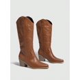 thumbnail image 3 of Embroidered Pointed Toe Slip-on Winter Mid-calf Block Heel Western Boots, 3 of 4