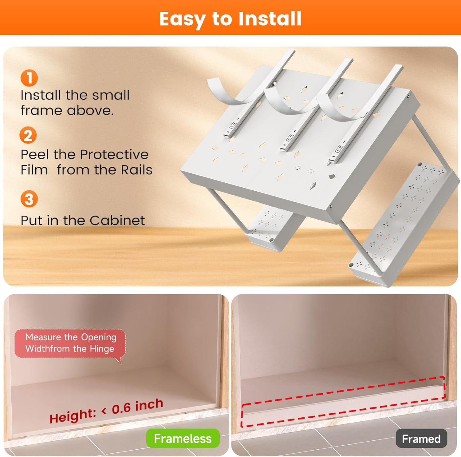 Expandable Under Sink Organizers Storage With Upgrade Ball-Bearing Slide Tracks,2-Tier Pull Out Under Cabinet Organizer Height Adjustable （White）