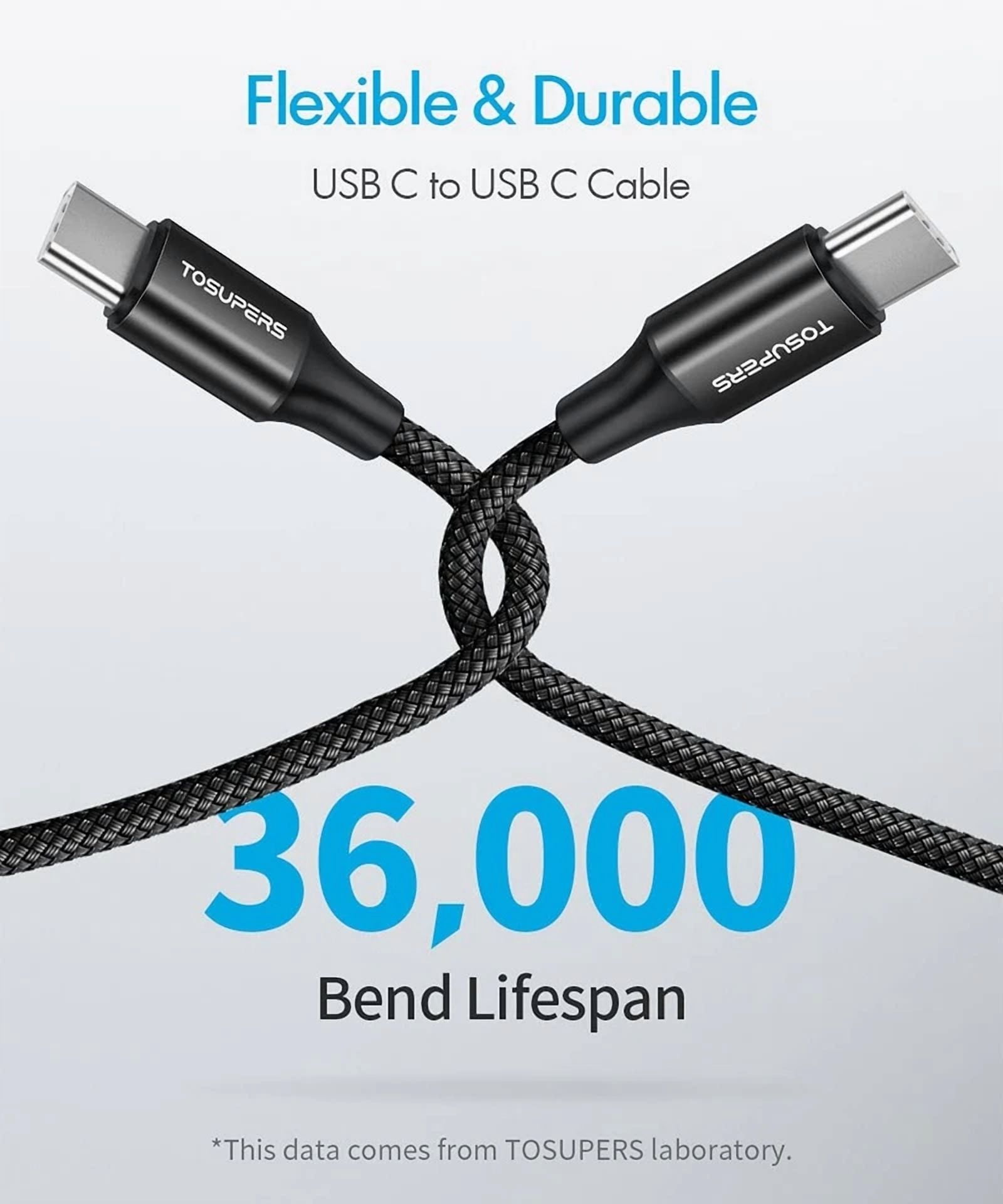 3Ft, 2 Pack Usb C To C Cable Fast Charging 60W, Pd Type C Black