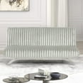 thumbnail image 4 of Contemporary Style Light Gray Finish Futon Sofa Bed Convert Into Bed With Extra Support Leg Chrome Finish Metal Base Legs, 4 of 6