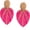 Hot Pink, variant on Raffia Long Leaf Earrings Colorful Handmade Rattan Leaf Drop Dangle Earrings Summer, Style P4144