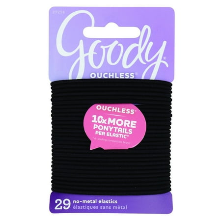 Goody Ouchless No Metal Elastic, Black, 5.5 Inches, Thin Large, 29