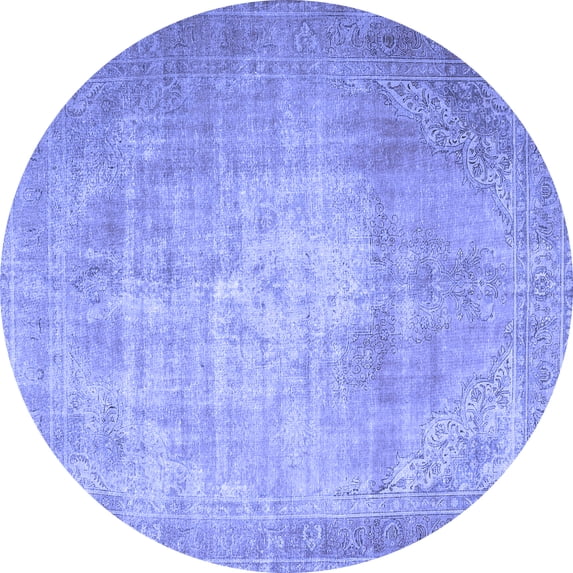 Ahgly Company Machine Washable Indoor Round Persian Blue Traditional Area Rugs, 3' Round